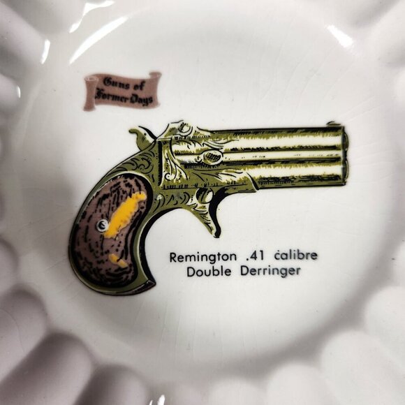 Guns Of Former Days Saucers Plates Set 2 Double Derringer & Johnson Flintlock - Picture 7 of 10